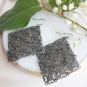 Bronze Metal Dangle Earrings